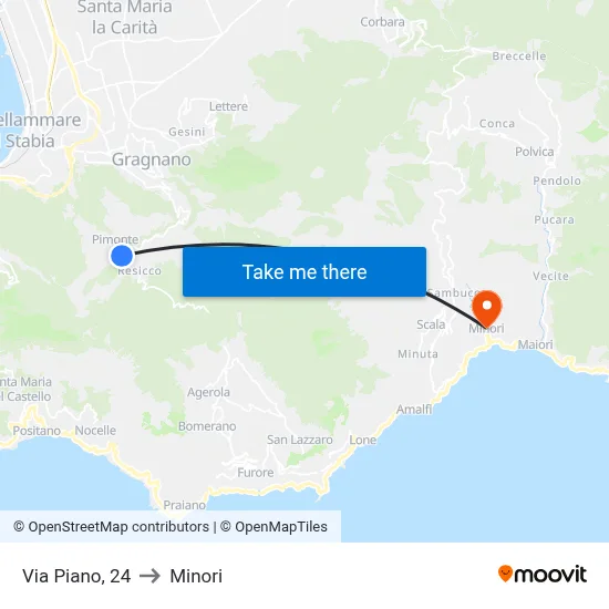 Piano Street, 24 to Minori map