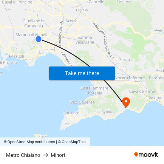 Metro Chiaiano to Minori map