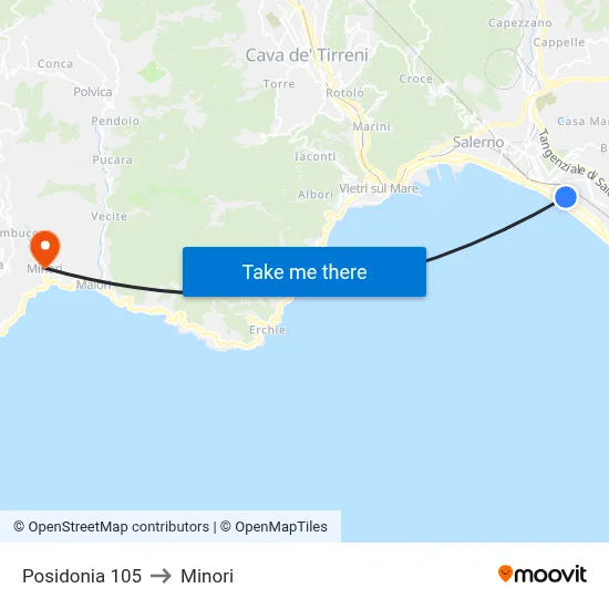 Posidonia 105 to Minori map