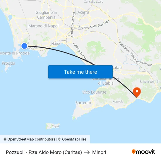Pozzuoli - P.za Aldo Moro (Caritas) to Minori map