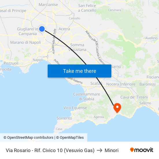 Via Rosario - Rif. Civico 10 (Vesuvio Gas) to Minori map