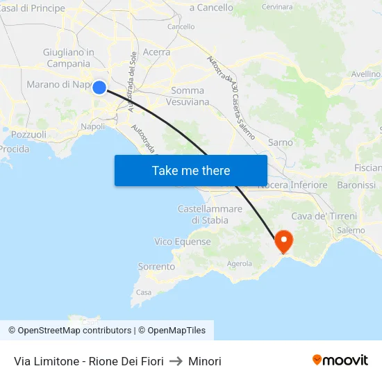 Via Limitone - Flower District to Minori map