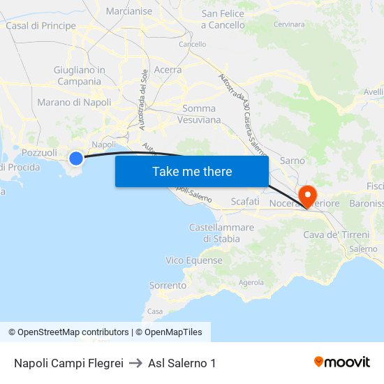 Napoli Campi Flegrei to Asl Salerno 1 map