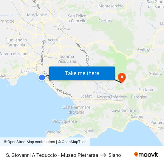 S. Giovanni A Teduccio - Museo Pietrarsa to Siano map