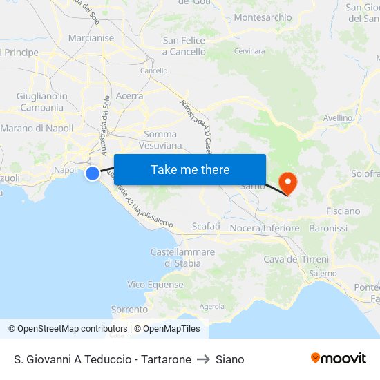 S. Giovanni A Teduccio - Tartarone to Siano map