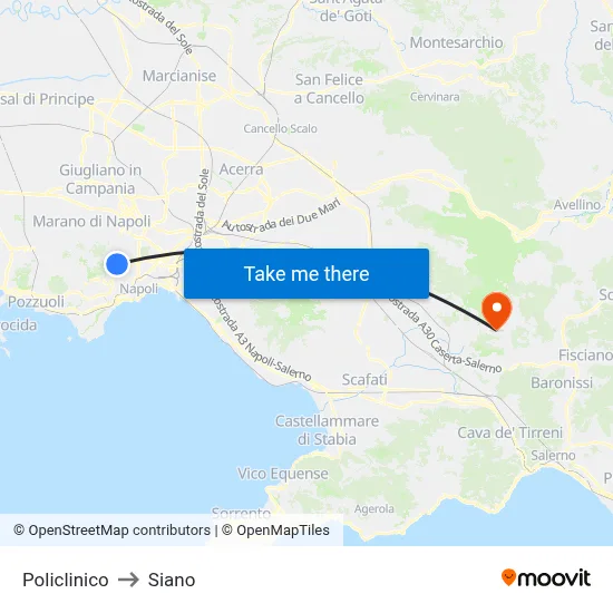 Polyclinic to Siano map