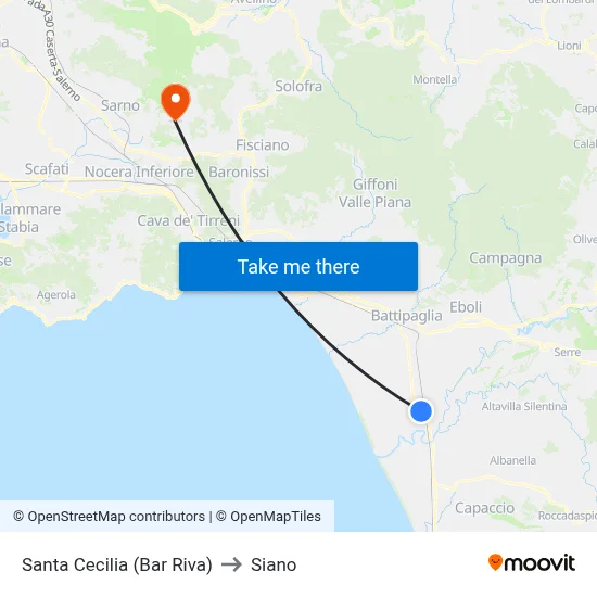 Santa Cecilia (Bar Riva) to Siano map