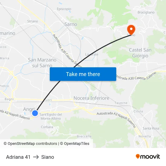 Adriana 41 to Siano map