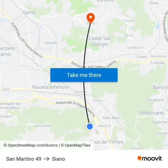 San Martino 49 to Siano map