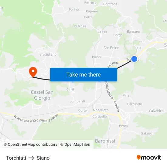 Torchiati to Siano map