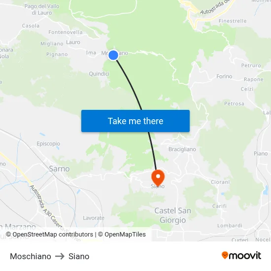 Moschiano to Siano map