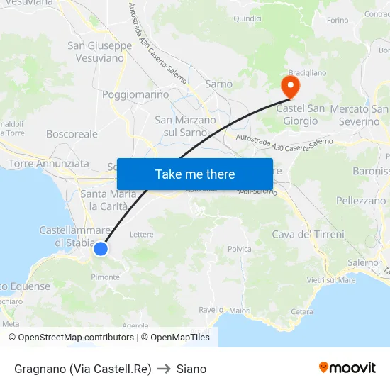 Gragnano (Castellammare Road) to Siano map