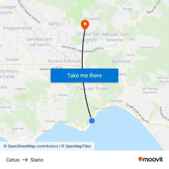 Cetus to Siano map