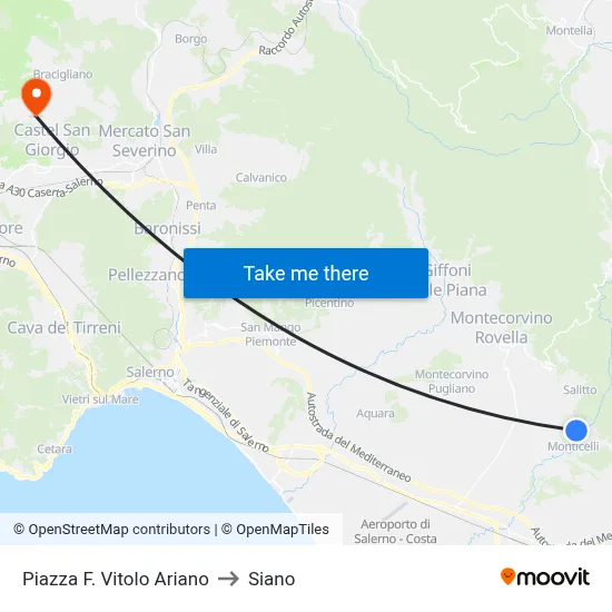 Piazza F. Vitolo Ariano to Siano map