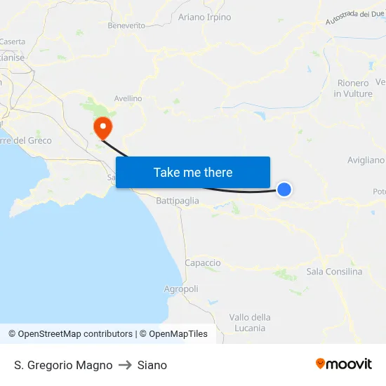 St. Gregory the Great to Siano map