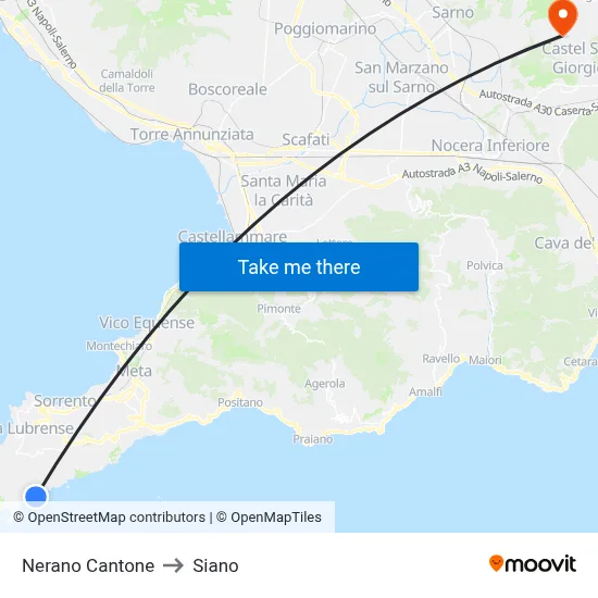 Nerano Cantone to Siano map