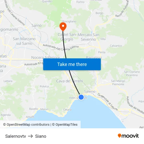 Salernovtv to Siano map