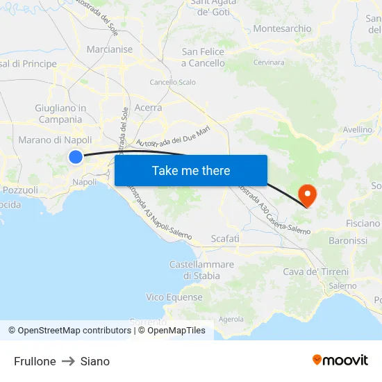 Frullone to Siano map