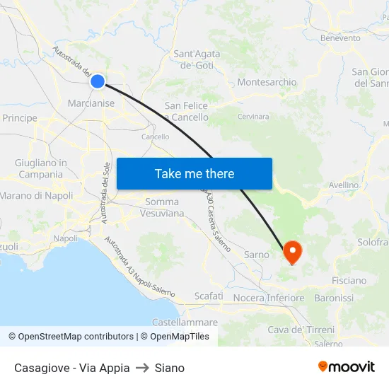 Casagiove - Appia Road to Siano map