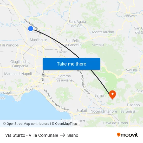 Sturzo Street - Municipal Park to Siano map
