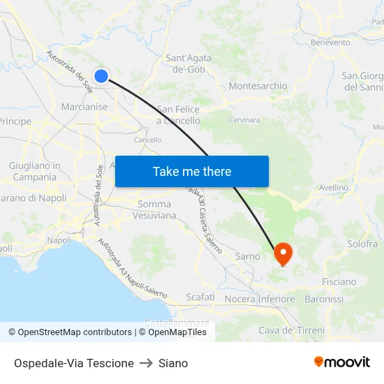 Hospital-Tescione Street to Siano map