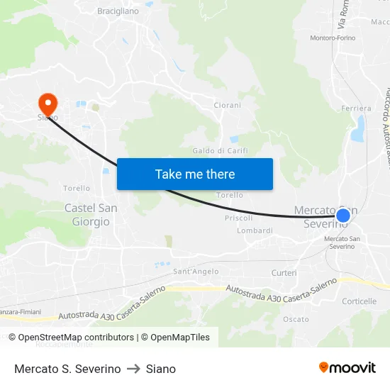 Mercato San Severino to Siano map