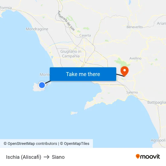 Ischia (Hydrofoils) to Siano map