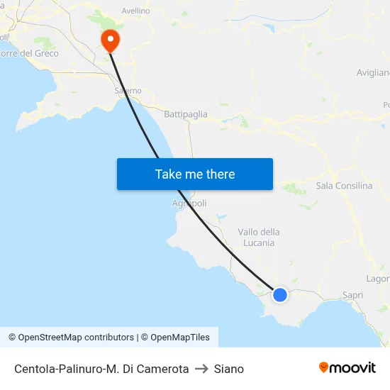 Centola-Palinuro-Marina Di Camerota to Siano map