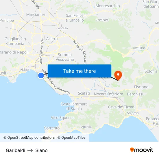 Garibaldi to Siano map