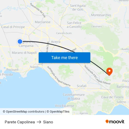Parete Terminal to Siano map