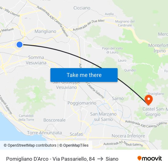 Pomigliano D'Arco - Via Passariello, 84 to Siano map