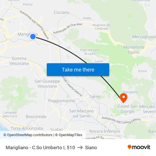 Marigliano - C.So Umberto I, 510 to Siano map