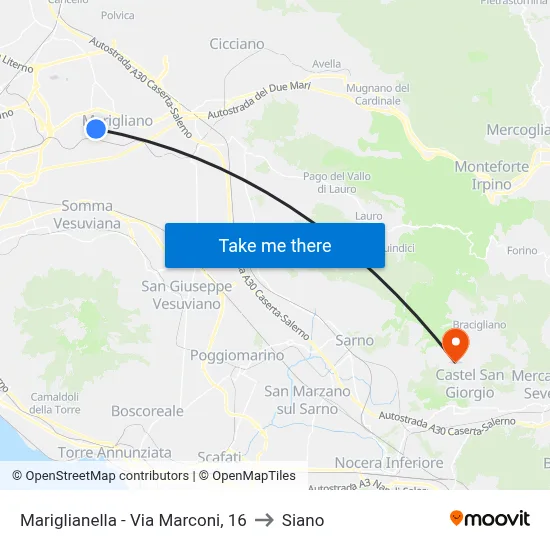 Mariglianella - Marconi Street, 16 to Siano map