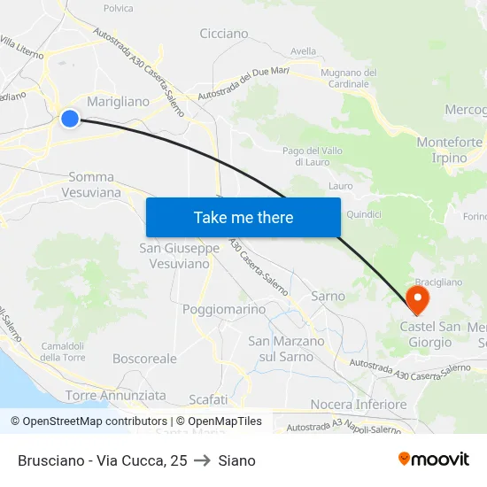 Brusciano - Via Cucca, 25 to Siano map