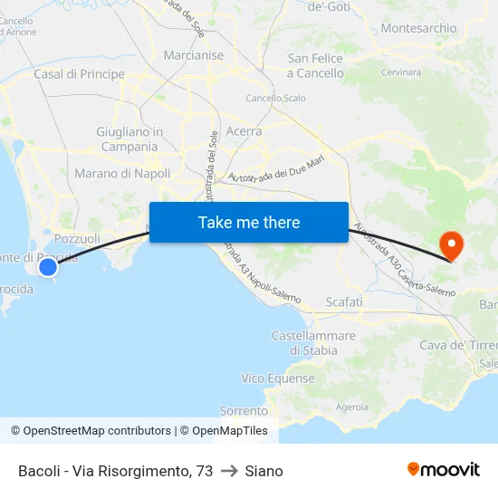 Bacoli - Via Risorgimento, 73 to Siano map