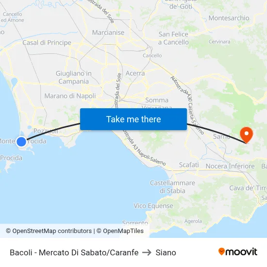 Bacoli - Saturday Market/Caranfe to Siano map