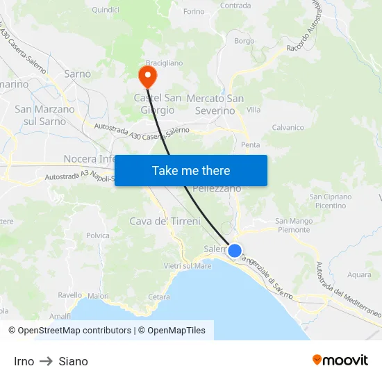 Irno to Siano map