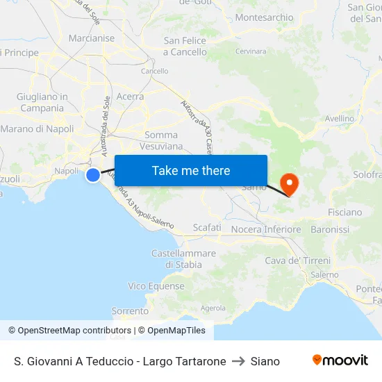 San Giovanni a Teduccio - Largo Tartarone to Siano map