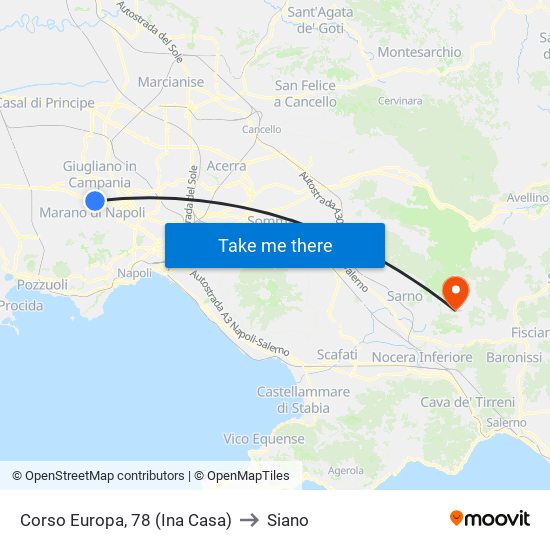 Corso Europa, 78 (Ina Casa) to Siano map
