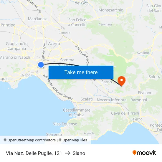 Via Nazionale Delle Puglie, 121 to Siano map