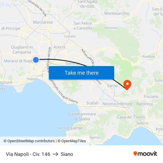 Via Napoli - Civ. 146 to Siano map