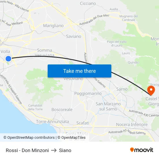 Rossi - Don Minzoni to Siano map