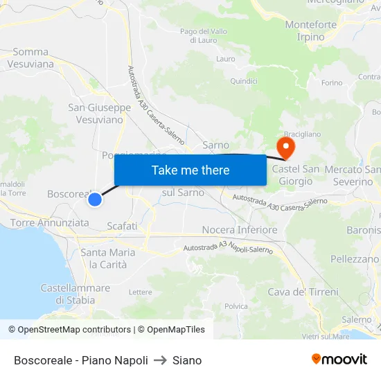 Boscoreale - Piano Napoli to Siano map