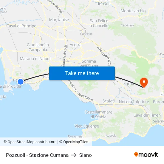 Pozzuoli - Cumana Station to Siano map