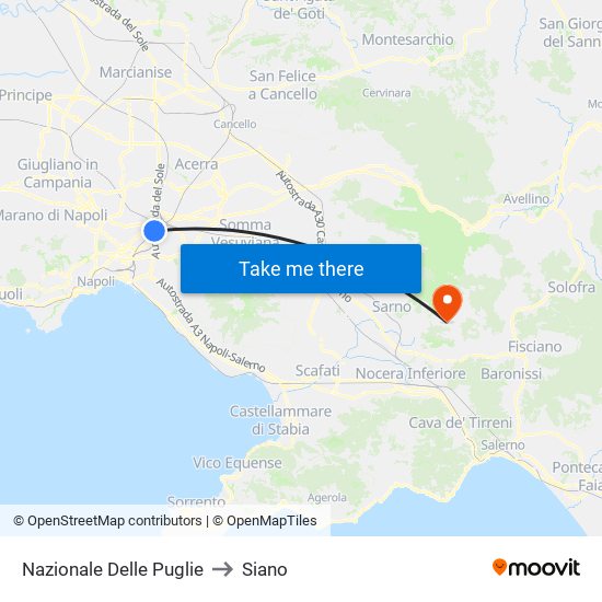 Nazionale Delle Puglie to Siano map