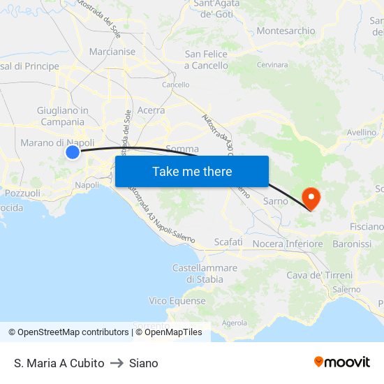 S. Maria A Cubito to Siano map