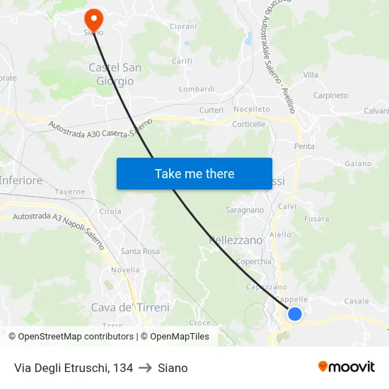 Etruscan Street, 134 to Siano map