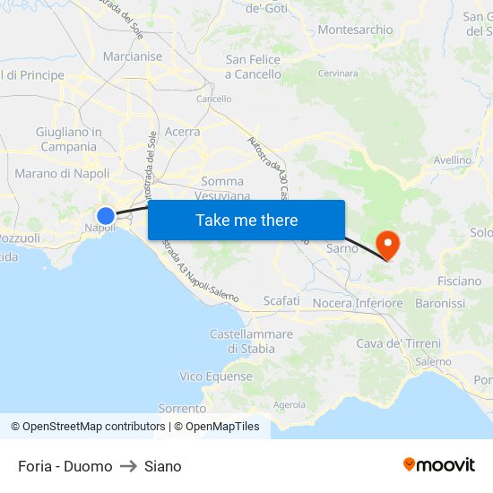Foria - Duomo to Siano map