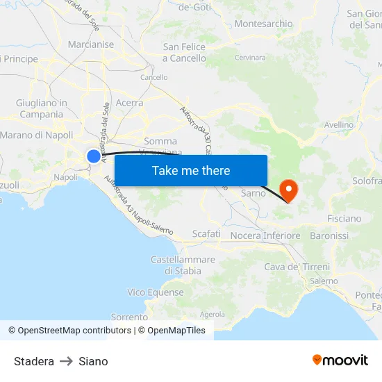 Stadera to Siano map