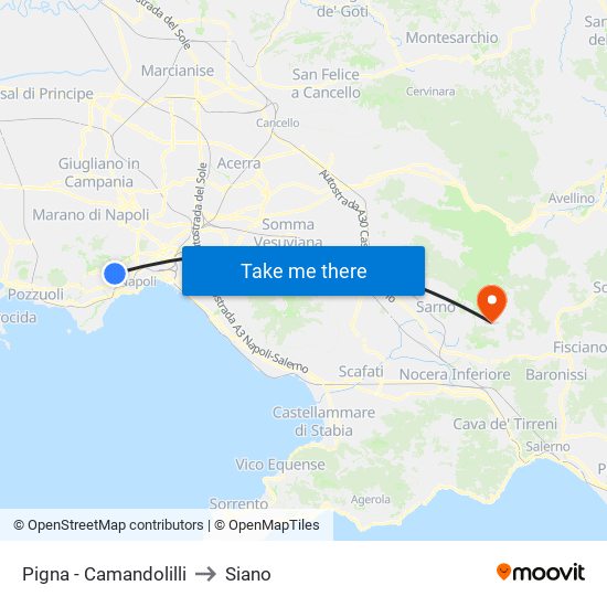 Pigna - Camandolilli to Siano map